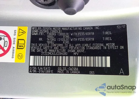 2018 Lexus Rx 350 из США, поврежденный, VIN 2T2ZZMCA3JC094080